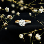 8mm Lab Created Diamond Round Engagement Ring With Hidden Halo