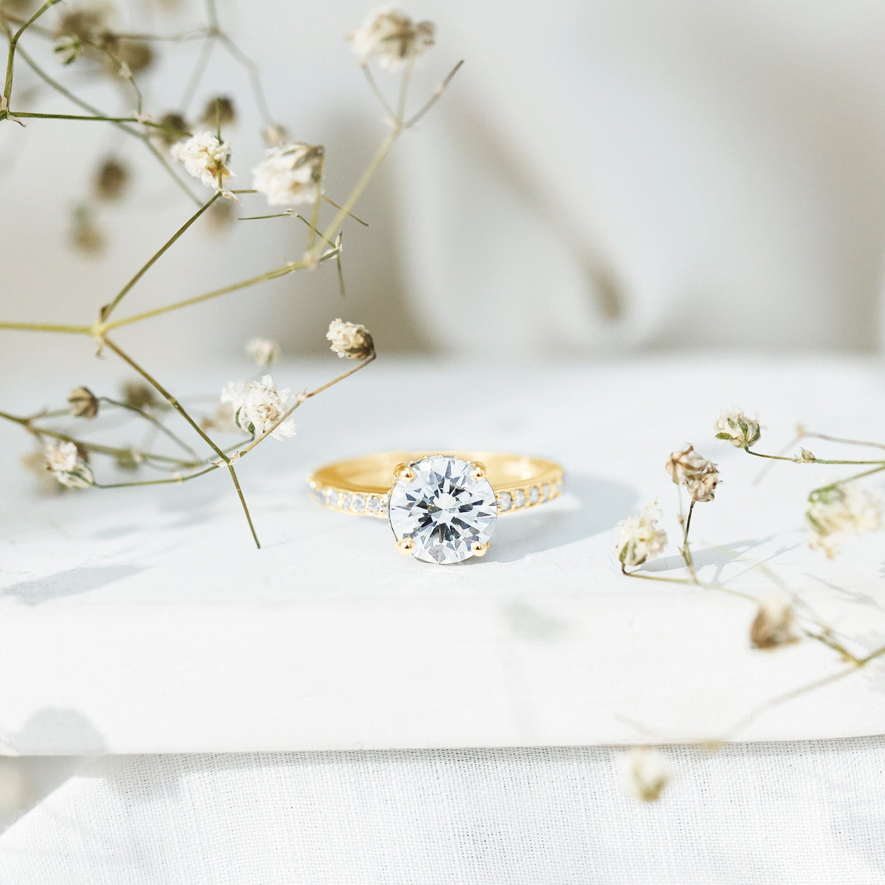 8mm Lab Created Diamond Round Engagement Ring With Hidden Halo