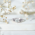 Certified Lab Grown Diamond Engagement Ring With Floral Design