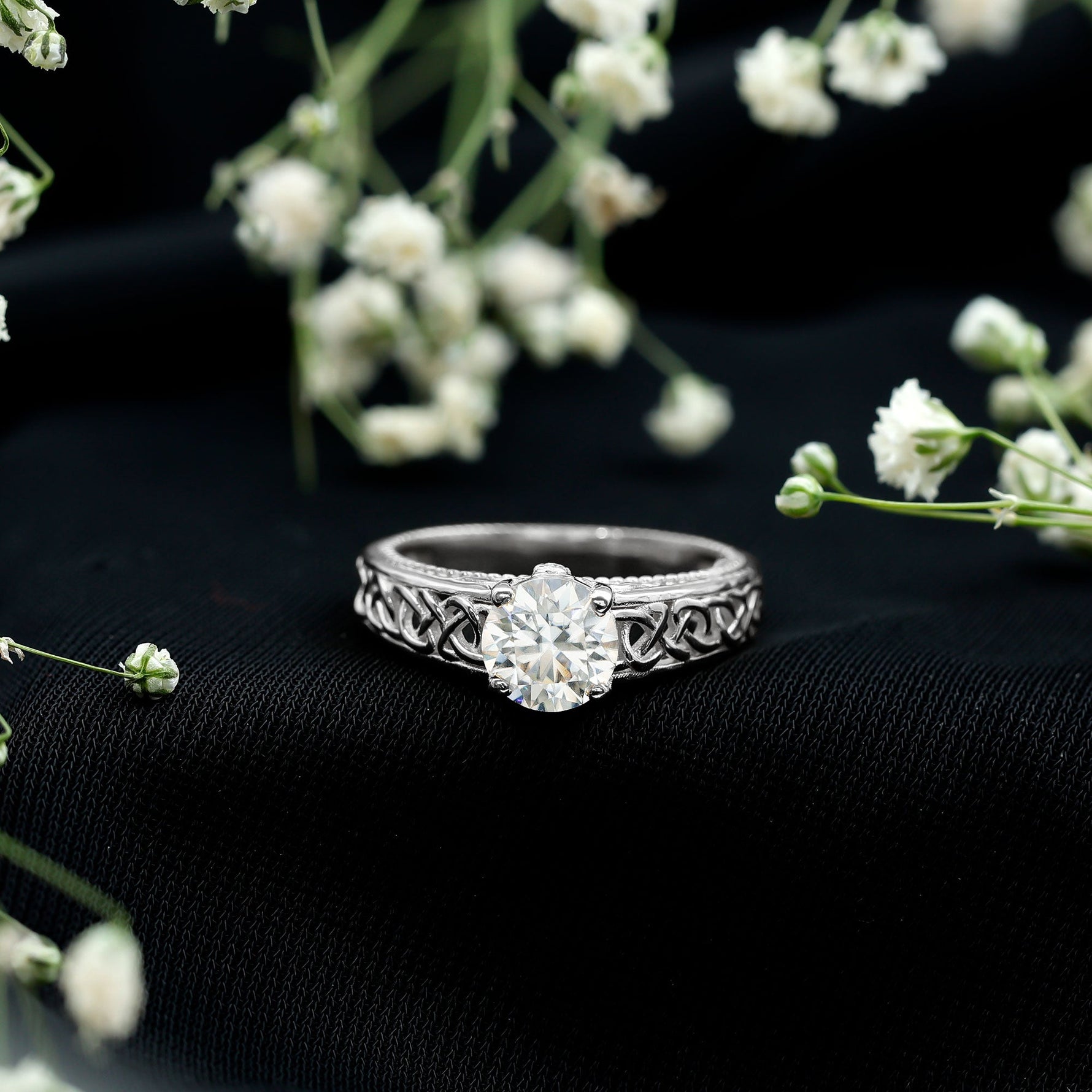 Certified 7 MM Lab Grown Diamond Celtic Design Engagement Ring