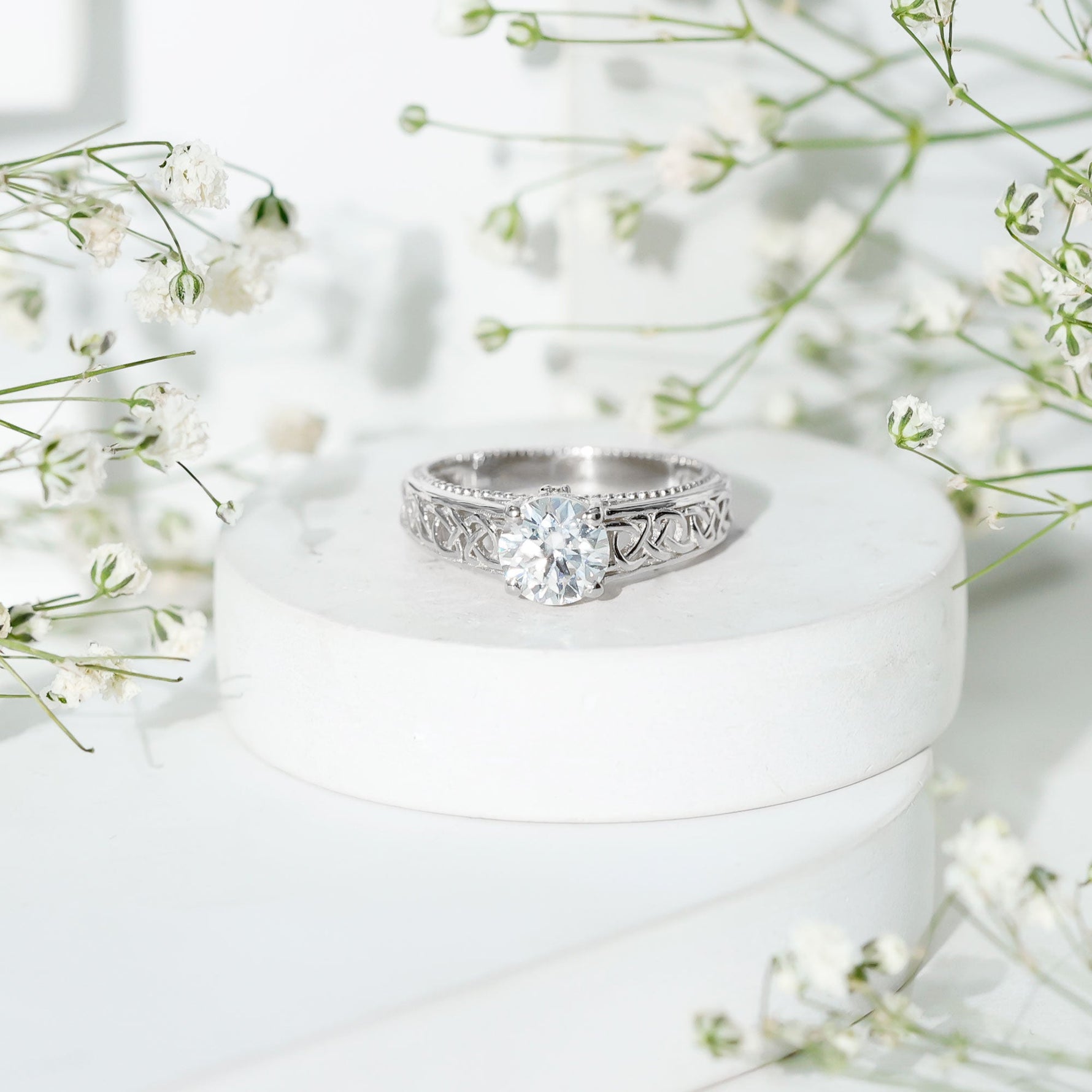 Certified 7 MM Lab Grown Diamond Celtic Design Engagement Ring