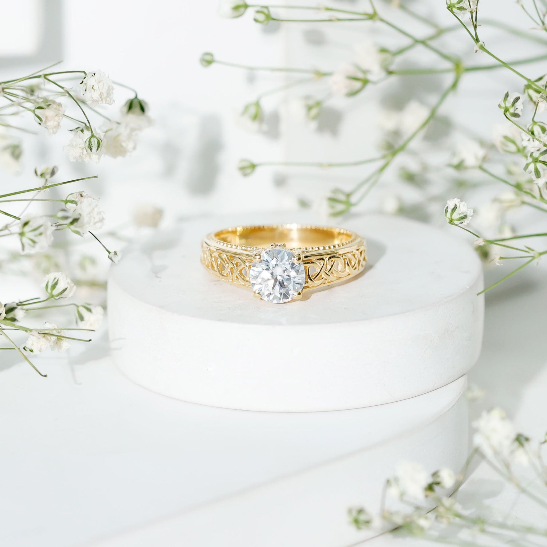 Certified 7 MM Lab Grown Diamond Celtic Design Engagement Ring