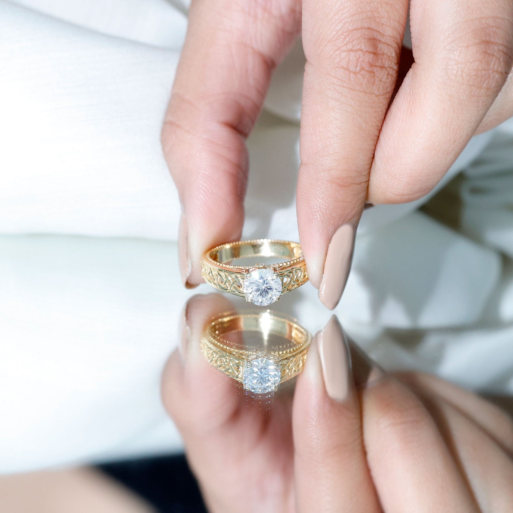 Certified 7 MM Lab Grown Diamond Celtic Design Engagement Ring