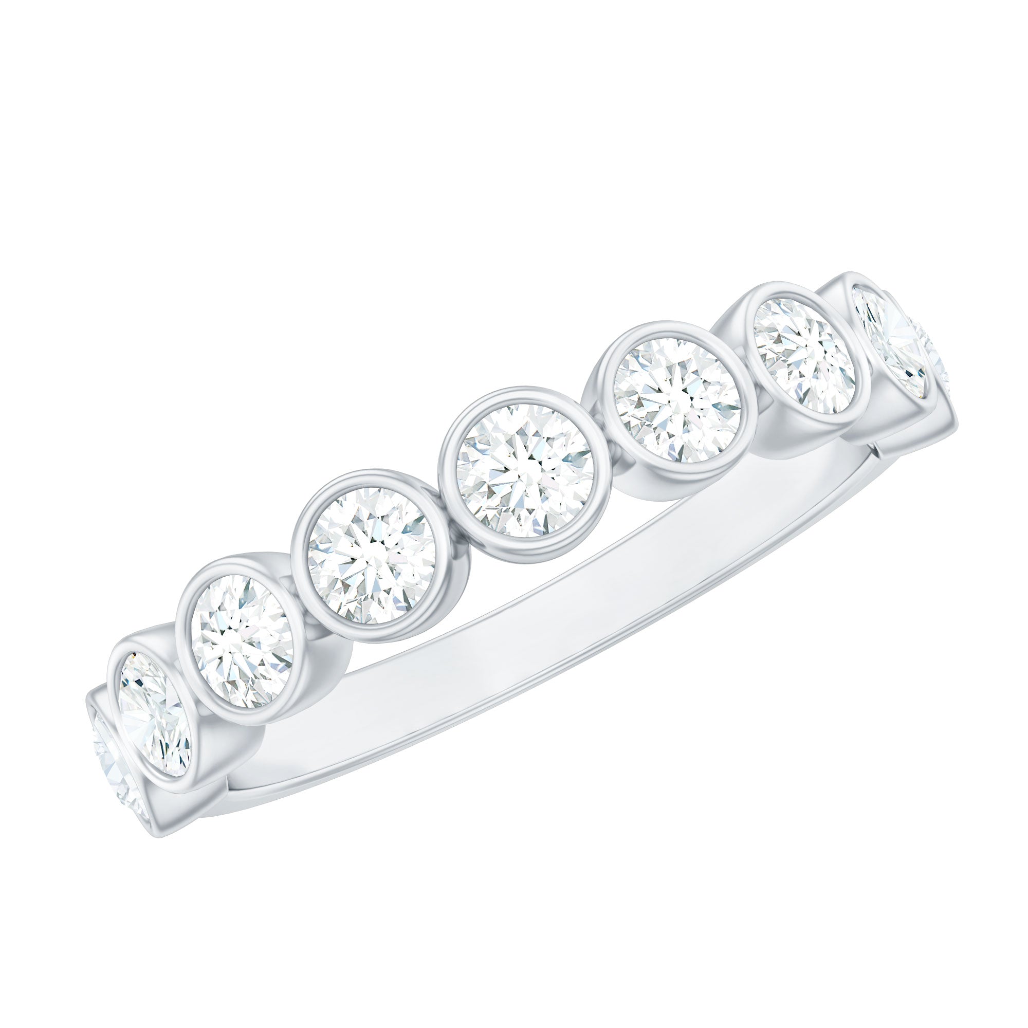 Bezel Set Lab Grown Diamond Semi Eternity Ring for Women