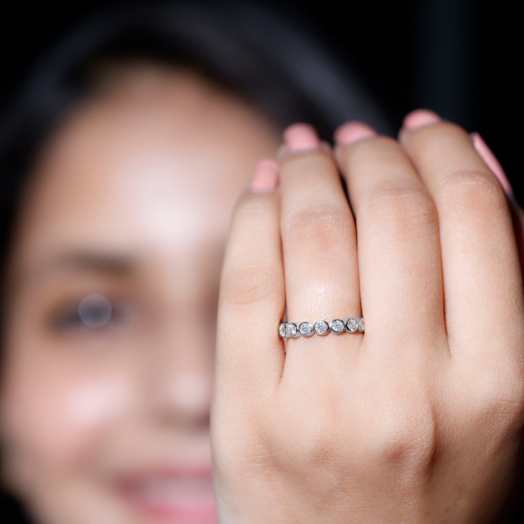 Bezel Set Lab Grown Diamond Eternity Band Ring