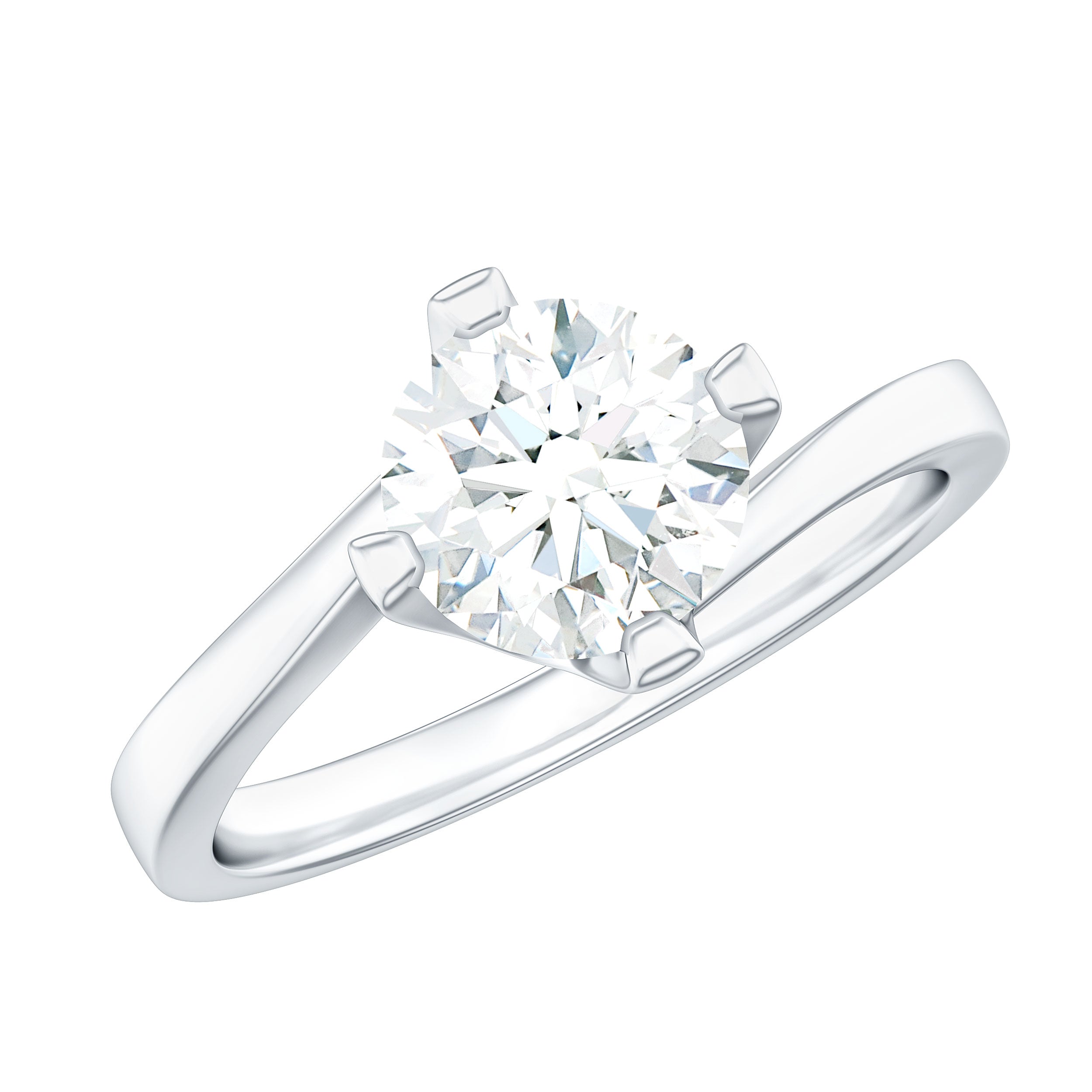 Lab Grown Diamond Engagement Ring With Diagonal 4 Prongs