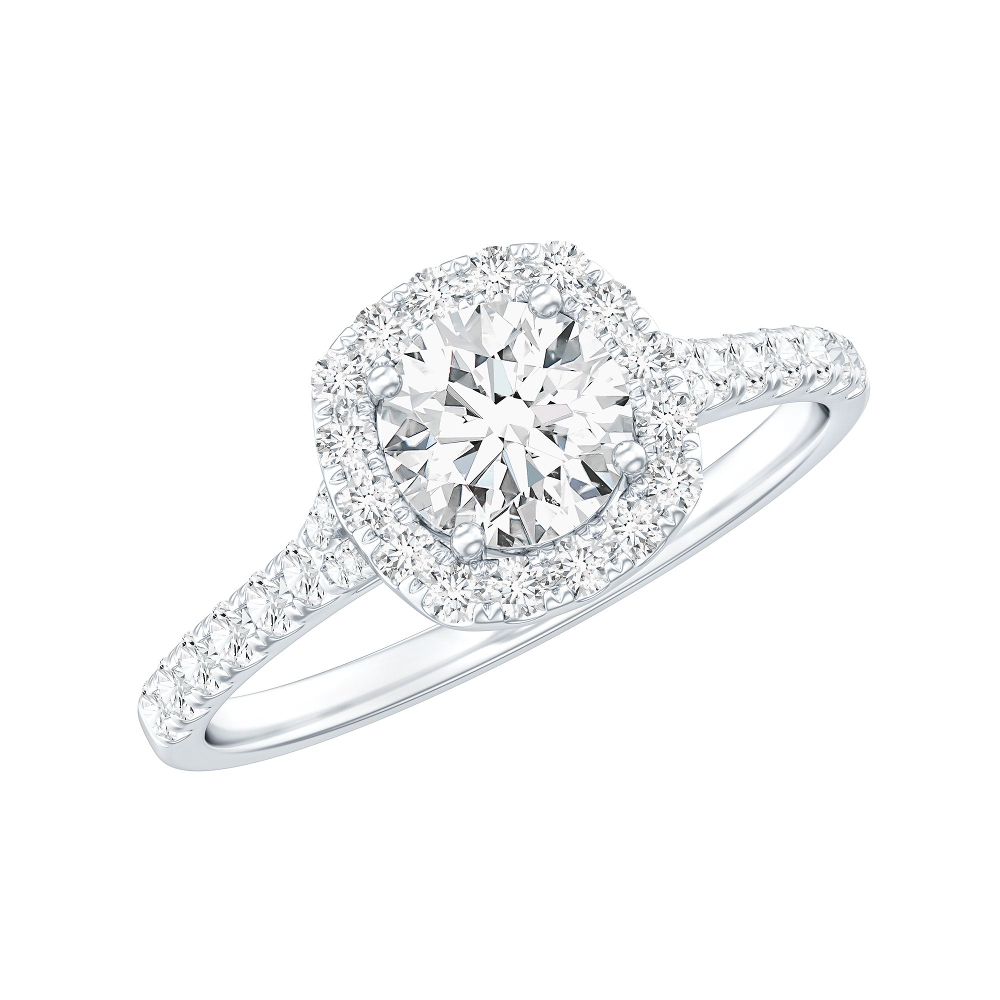 Lab Created Diamond Halo Engagement Ring With Certificate