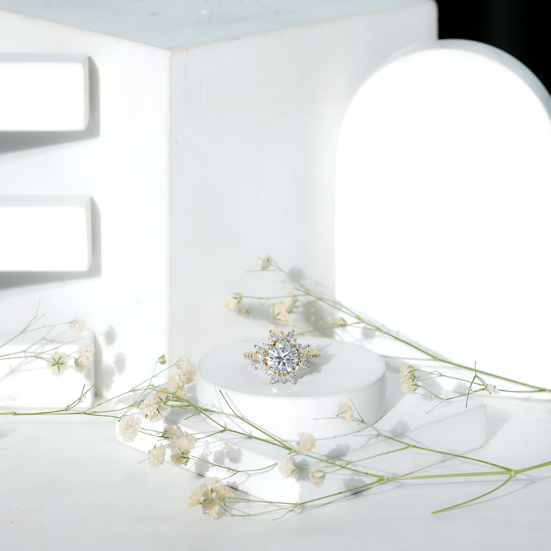 Certified Lab Created Diamond Halo Engagement Ring For Her