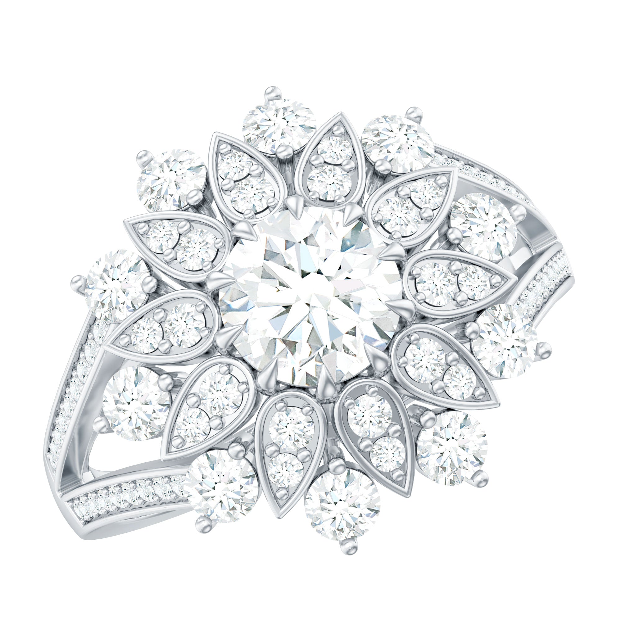 Certified Lab Grown Diamond Flower Engagement Ring for Her