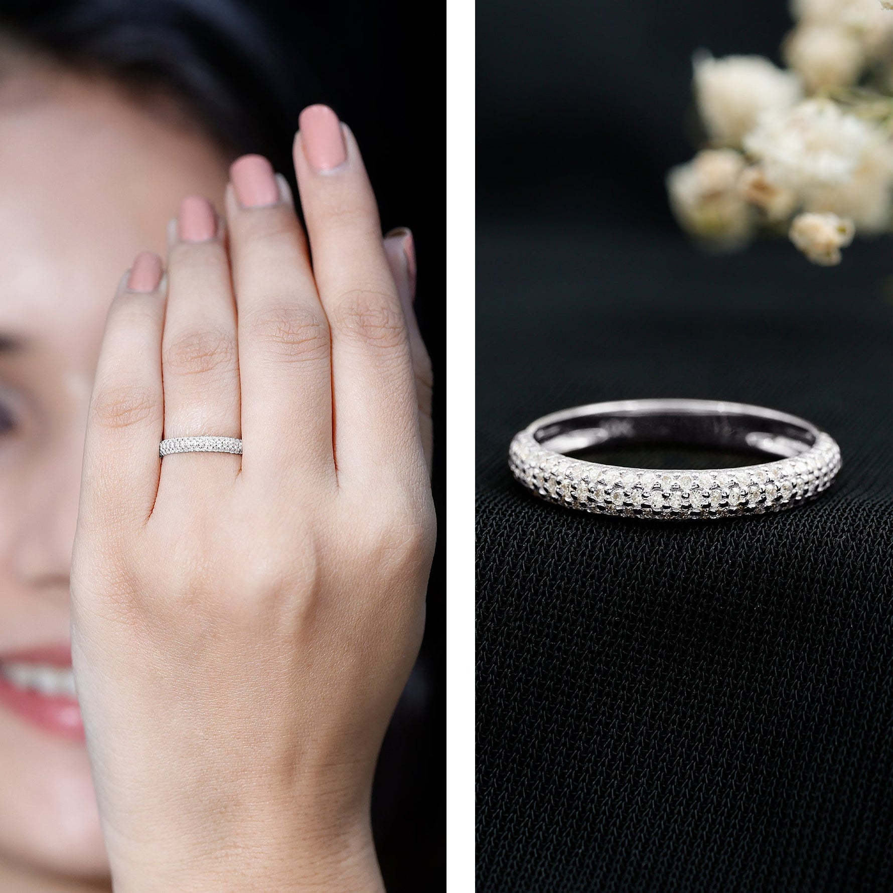 Certified Lab Grown Diamond 3 Row Eternity Ring