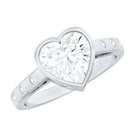 Bezel Set Brilliant Cut Lab Created Diamond Heart Engagement Ring For Women