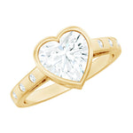 Bezel Set Brilliant Cut Lab Created Diamond Heart Engagement Ring For Women