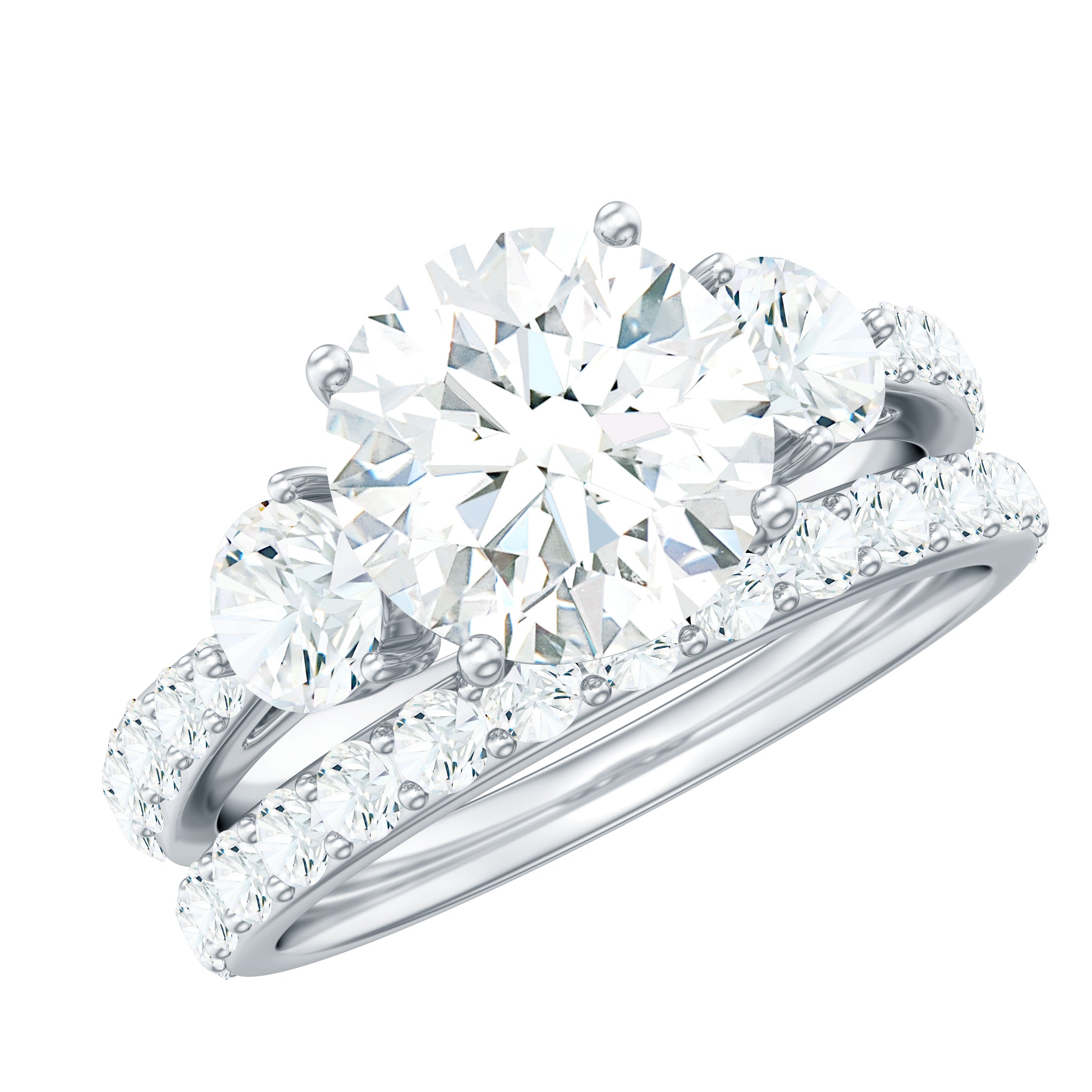 Certified Lab Created Diamond Marriage Ring Set