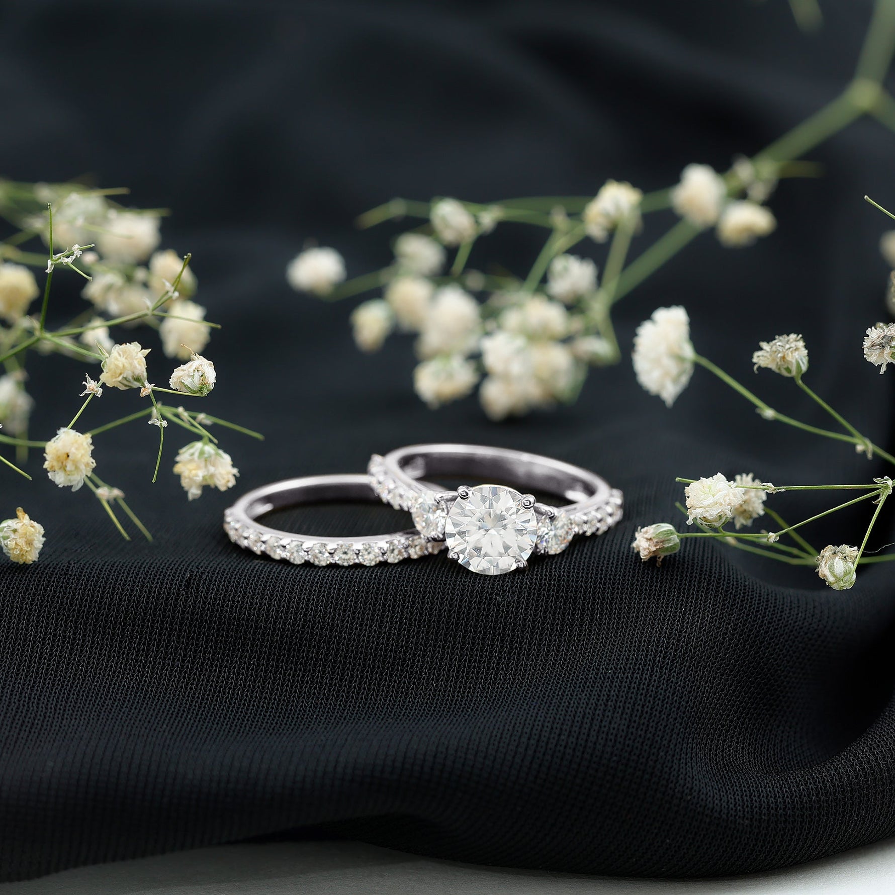 Certified Lab Created Diamond Marriage Ring Set