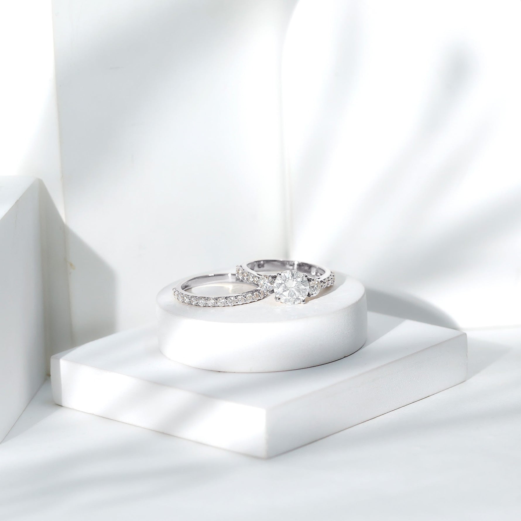 Certified Lab Created Diamond Marriage Ring Set