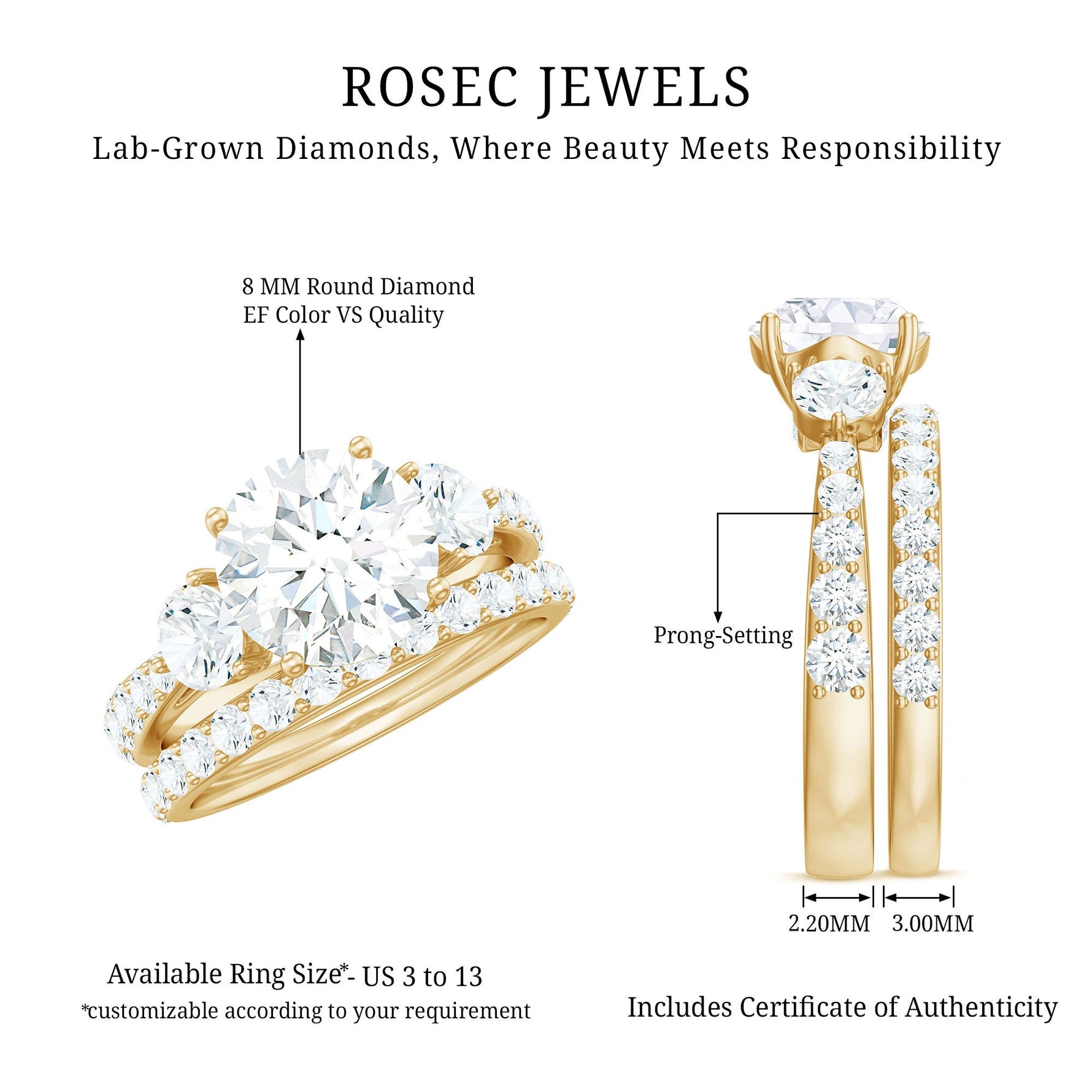Certified Lab Created Diamond Marriage Ring Set