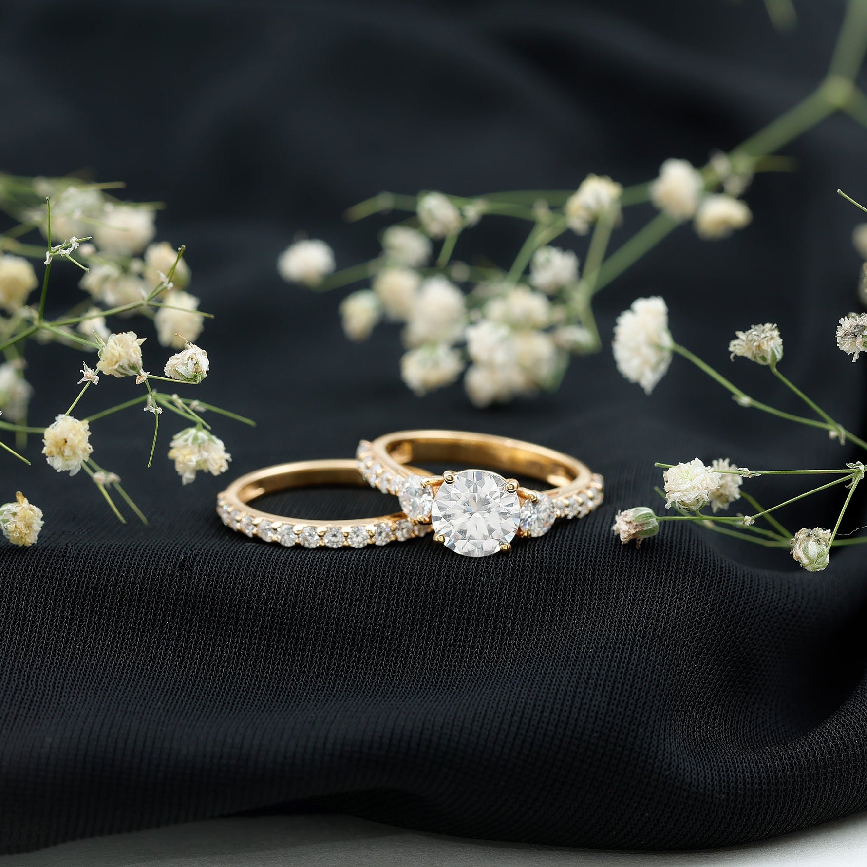 Certified Lab Created Diamond Marriage Ring Set