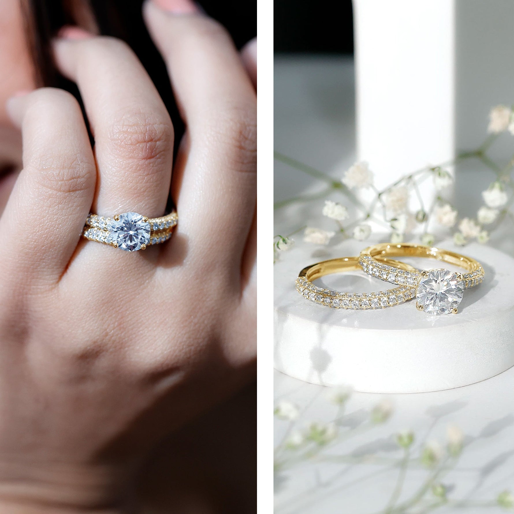 Certified 2 CT Lab Grown Diamond Bridal Ring Set for Her