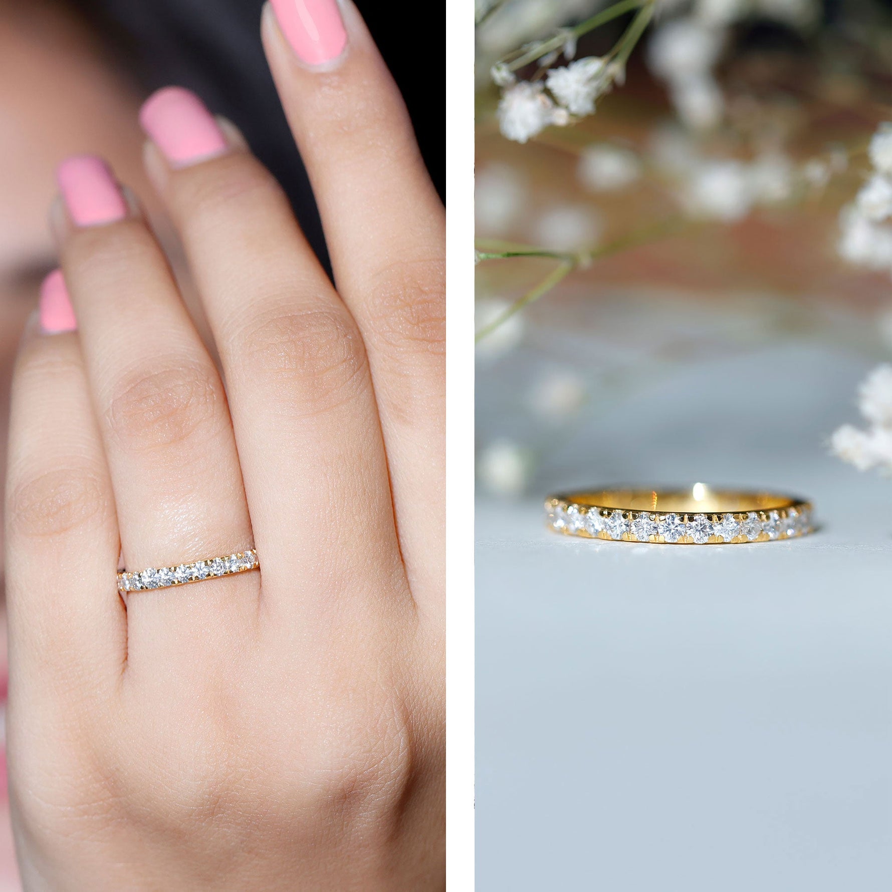 Round Cut Lab Grown Diamond Stackable Eternity Ring