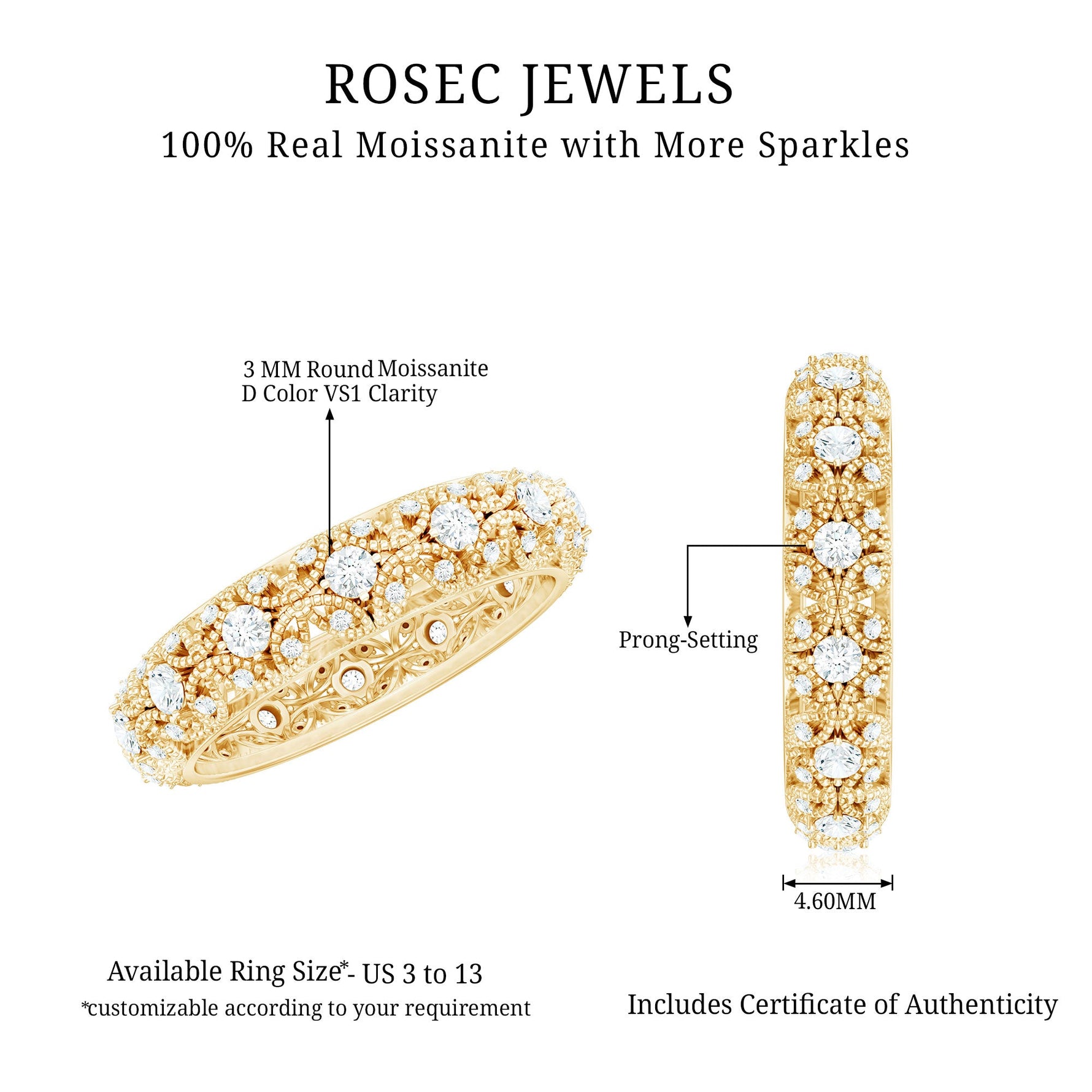 Moissanite Vintage Antique Wedding Ring