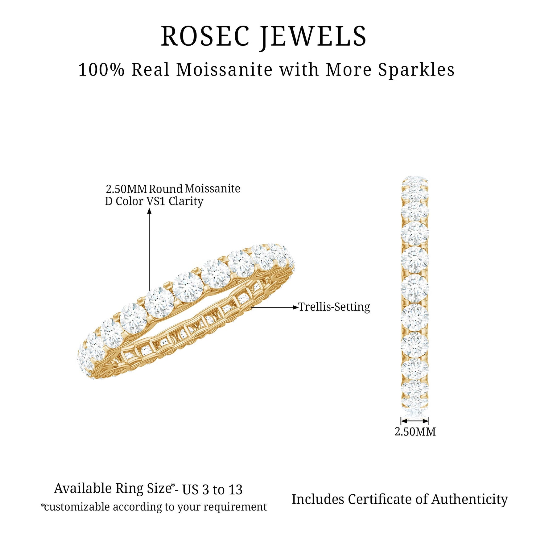 Brilliant Cut Moissanite Eternity Wedding Ring for Women