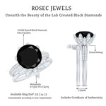 Lab Grown Black Diamond Flower Wedding Ring Set with Moissanite