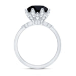 Lab Grown Black Diamond Flower Wedding Ring Set with Moissanite