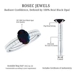 Oval Black Opal Wedding Ring Set With Diamond