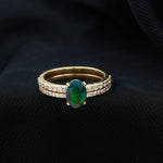 Oval Black Opal Wedding Ring Set With Diamond