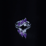 Pear Shaped Real Amethyst Ring Guard with Lab Diamond