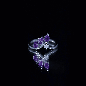 Pear Shaped Real Amethyst Ring Guard with Lab Diamond