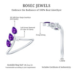 Pear Shaped Real Amethyst Ring Guard with Lab Diamond