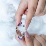 Pear Shaped Real Amethyst Ring Guard with Lab Diamond