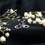 Pear Shaped Real Amethyst Ring Guard with Lab Diamond