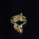 Certified Pear Shaped Citrine Ring Guard with Lab Diamond