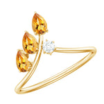 Certified Pear Shaped Citrine Ring Guard with Lab Diamond
