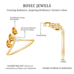 Certified Pear Shaped Citrine Ring Guard with Lab Diamond