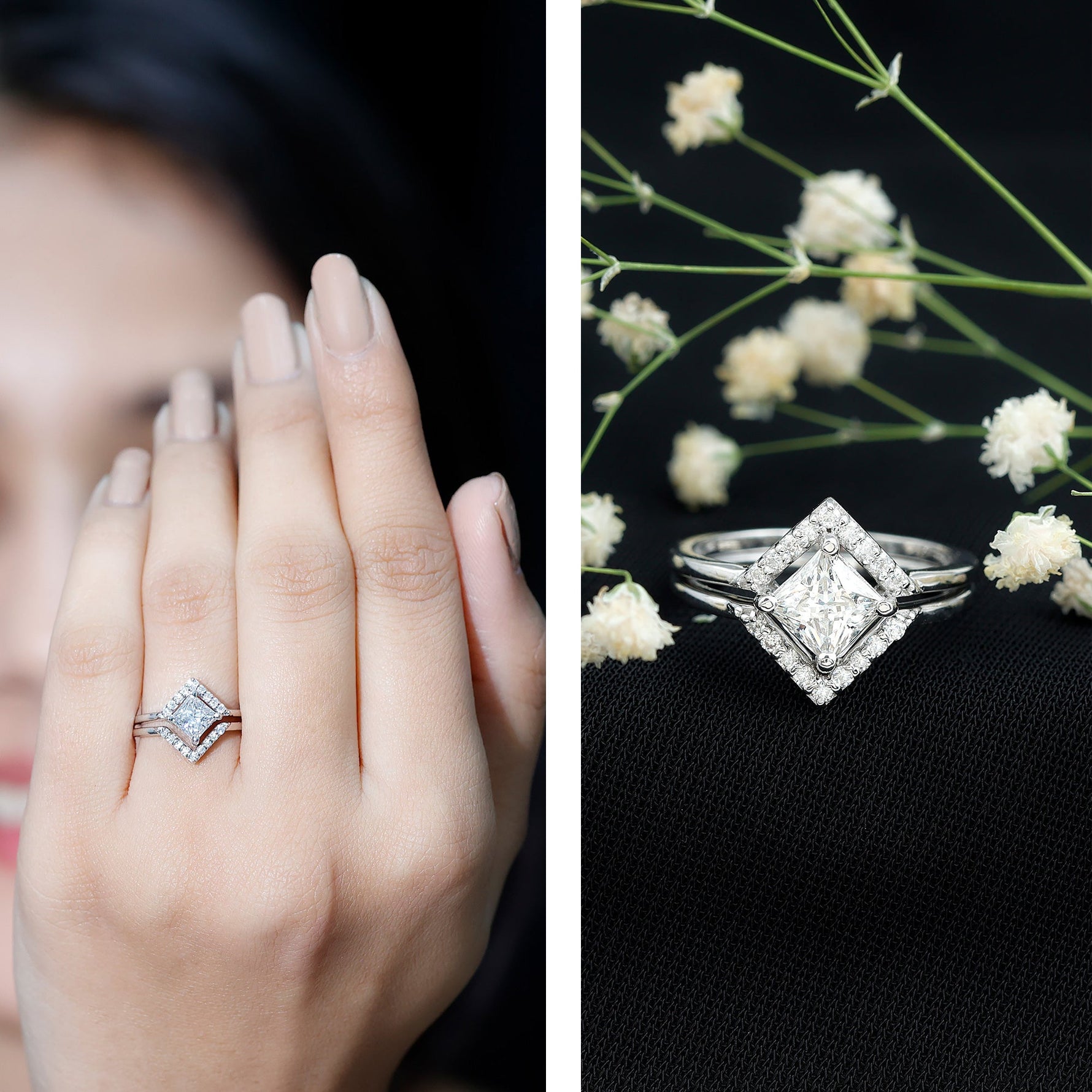 Princess Cut Lab Grown Diamond Bridal Ring Set