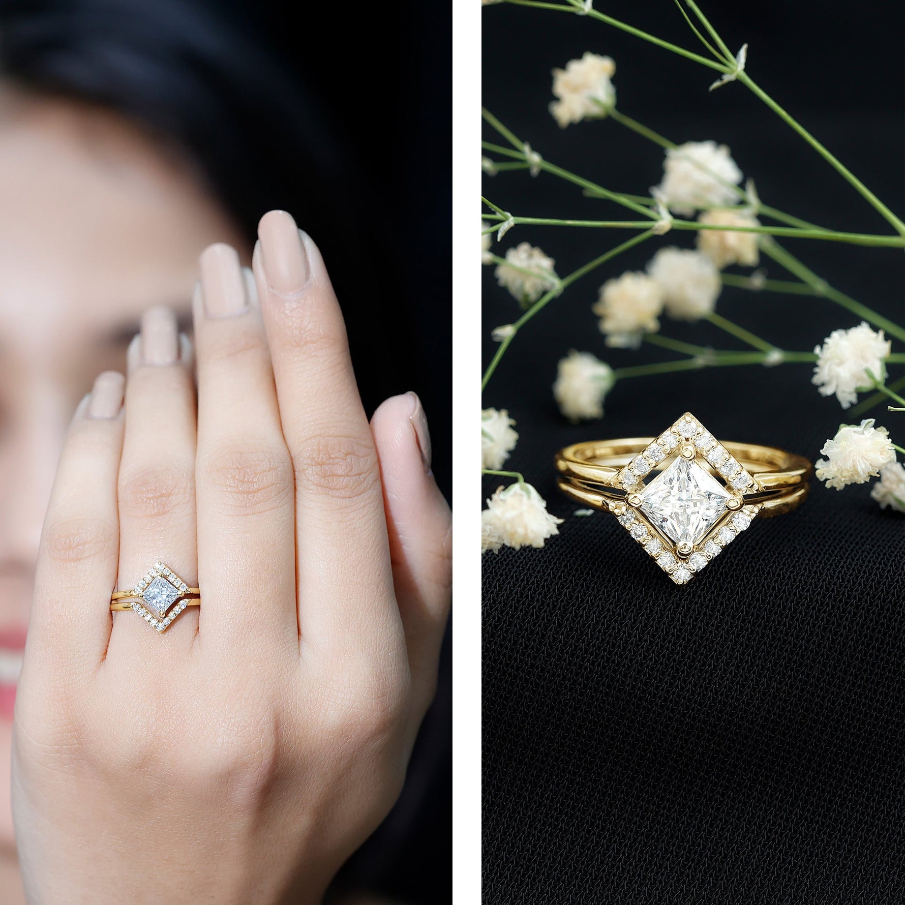 Princess Cut Lab Grown Diamond Bridal Ring Set