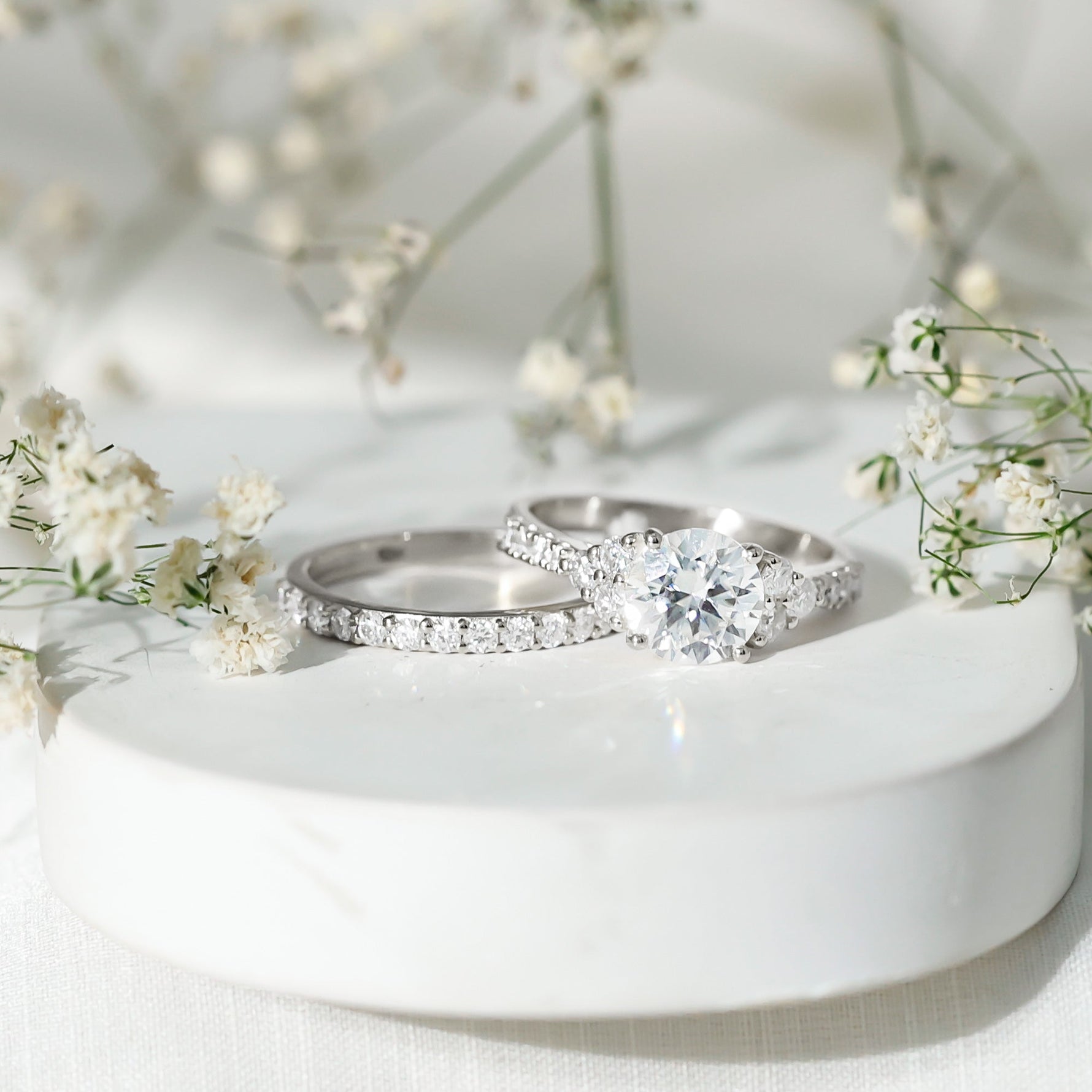 Certified Lab Grown Diamond Engagement Ring With Ring Guard for Her