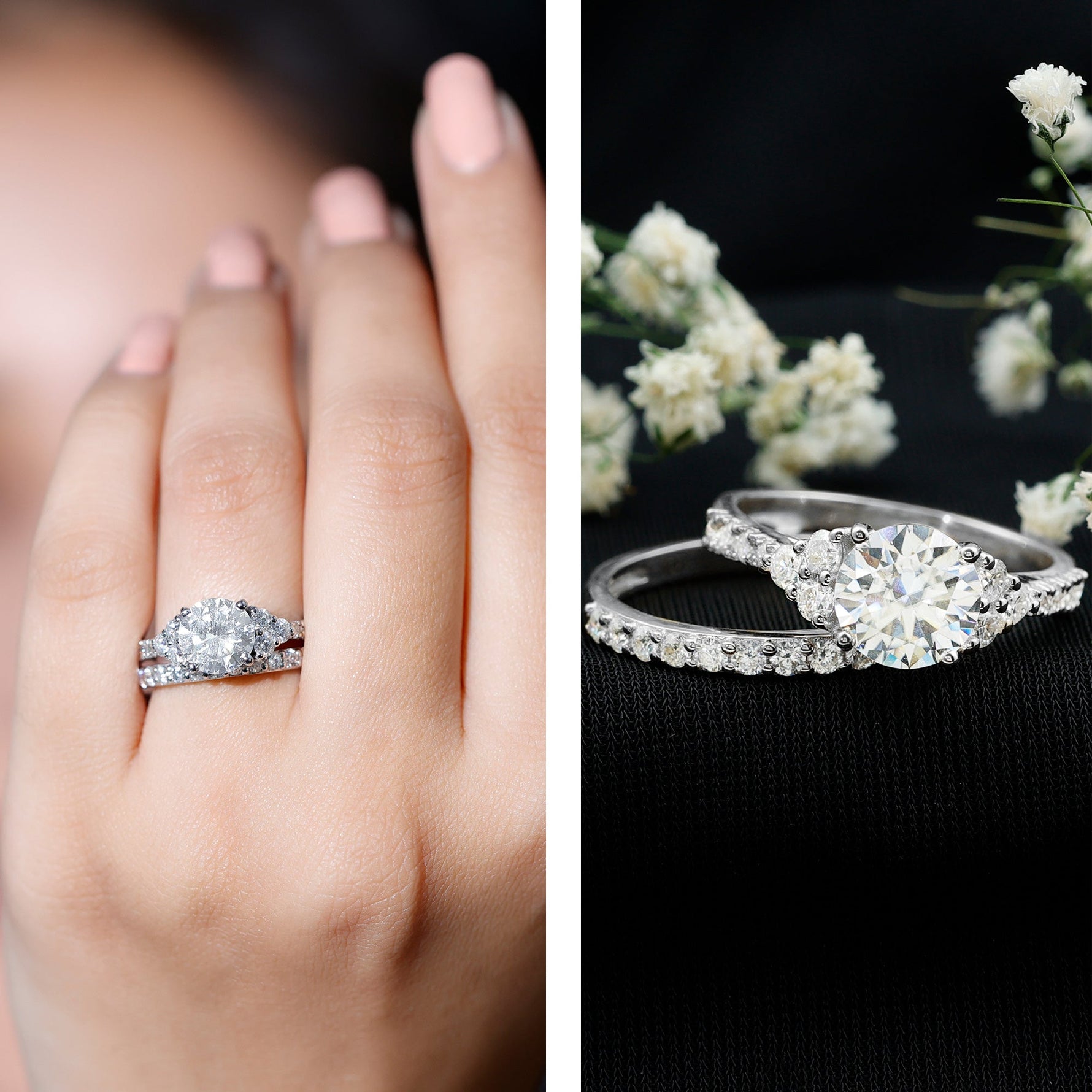 Certified Lab Grown Diamond Engagement Ring With Ring Guard for Her