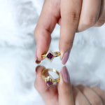 Rhodolite Garnet Princess Cut Engagement Ring with Diamond Enhancer