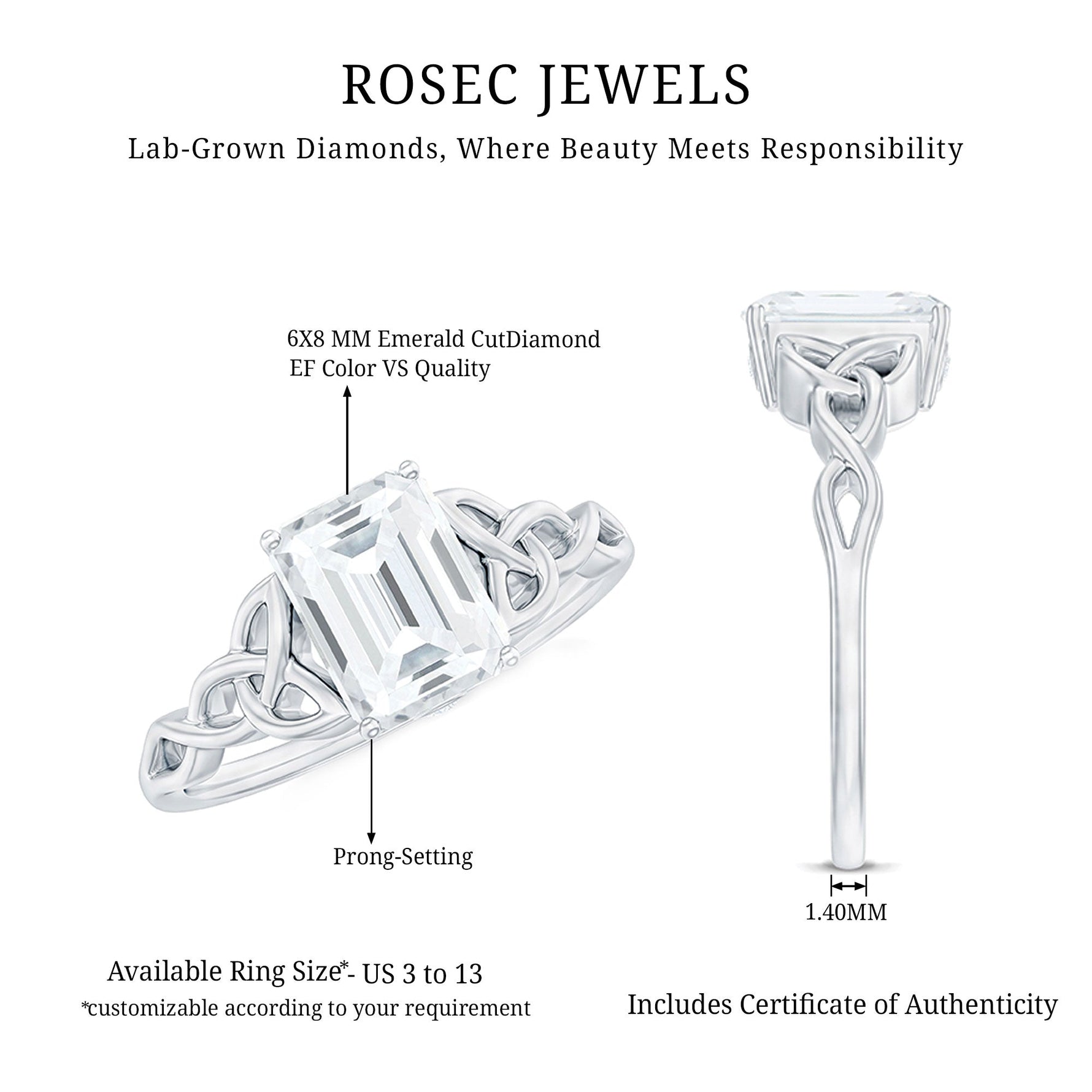 Celtic Design Inspired Lab Grown Diamond Engagement Ring