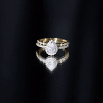 Lab Created Diamond Teardrop Engagement Ring With Stackable Band
