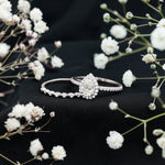 Lab Created Diamond Teardrop Engagement Ring With Stackable Band