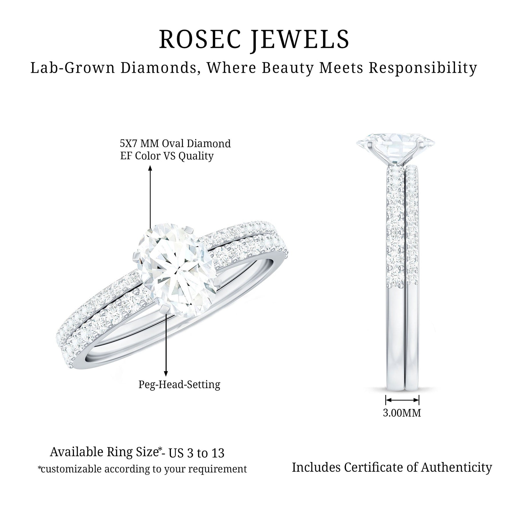 Lab Grown Diamond Simple Bridal Ring Sets