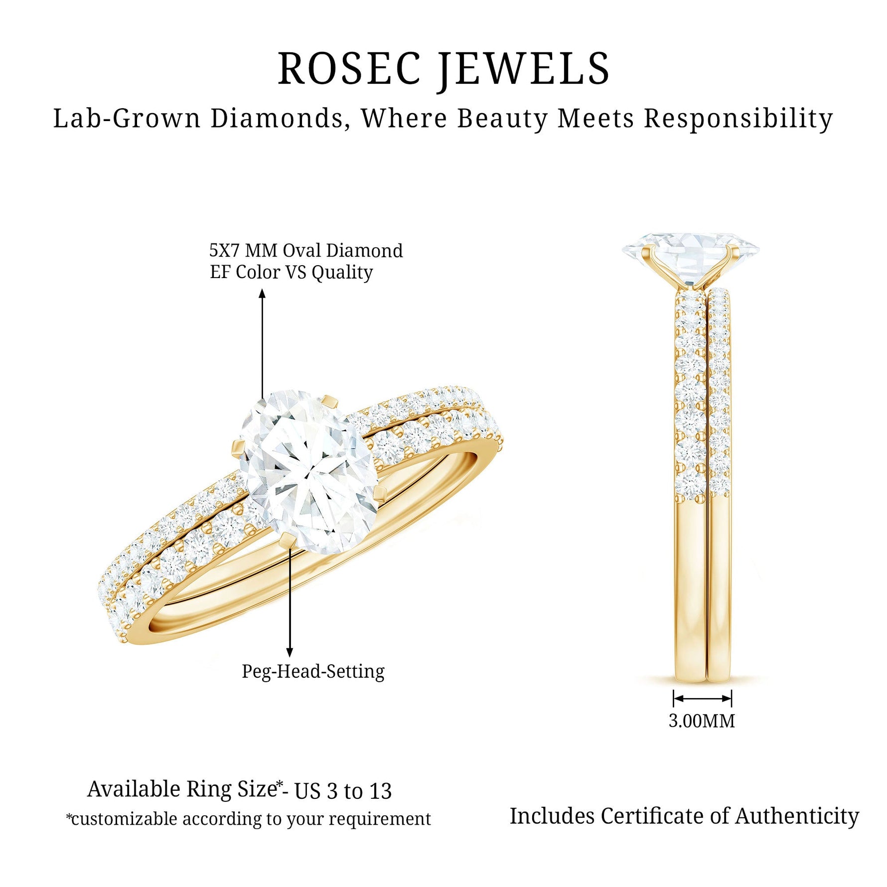 Lab Grown Diamond Simple Bridal Ring Sets