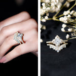 6 MM Princess Cut Lab Grown Diamond Designer Bridal Ring Set