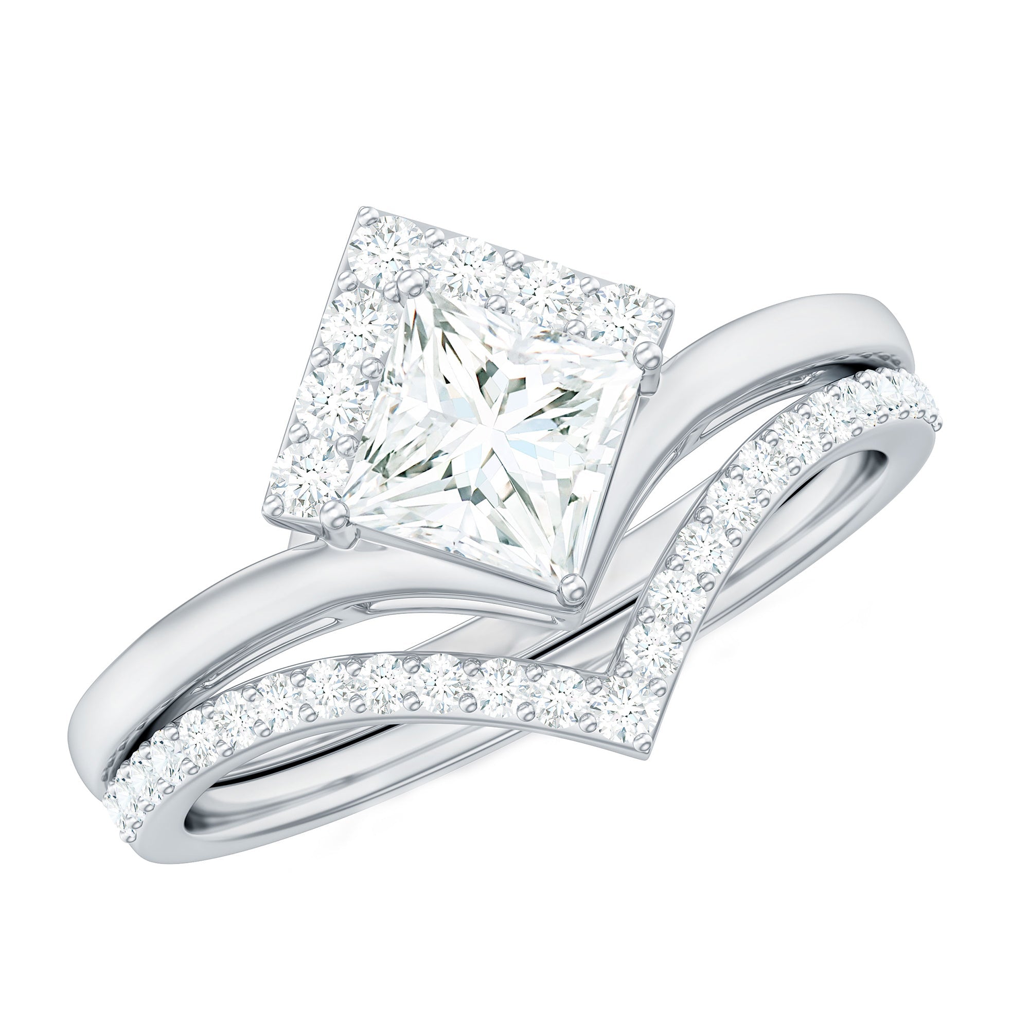 Lab Grown Diamond Princess Cut Engagement Ring With Ring Guard