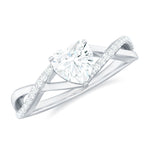 Lab Created Diamond Heart Crossover Engagement Ring